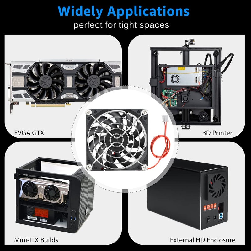GDSTIME Radiator 80mm x 80mm x 10mm 12V Brushless DC Cooling Fan - Image 3